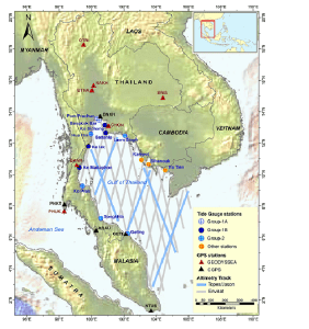 Hình 1. Vị trí khu vực sử dụng máy đo cao độ, đo thủy triều và GPS