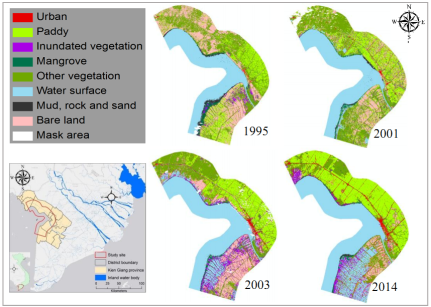 Hình 4. Phân loại lớp phủ các năm 