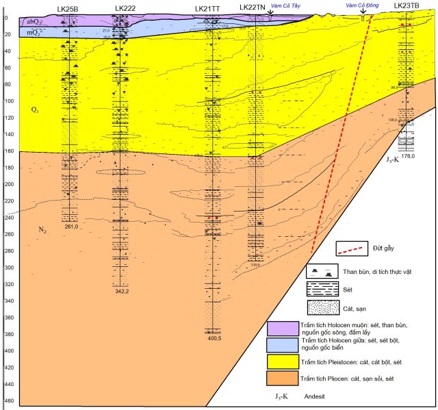 Hình 2. Mặt cắt địa chất