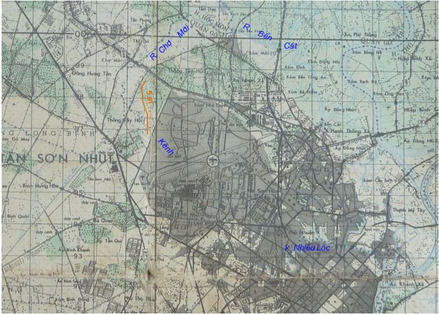Hình 5. Bản đồ địa hình khu vực Tân Sơn Nhất năm 1968