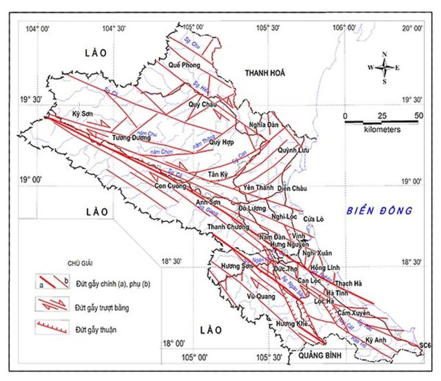 Hình 5. Sơ đồ đứt gẫy hoạt động vùng Nghệ-Tĩnh. Nguồn [4]