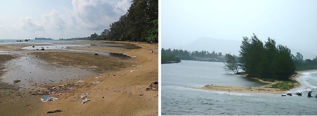 Hình 9. Kiểu bờ bồi tụ trong cung lõm tại phía Nam Bãi Thơm Hình 10. Kiểu bờ bồi tụ tại cửa sông Cửa Cạn